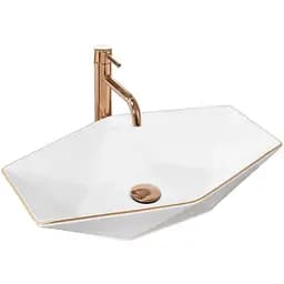 Умивальник Rea Vegas rose gold edge накладний REA-U5605, Білий