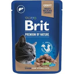 Влажный корм Brit Premium Cat pouch для стерилизованных кошек печень 100 г