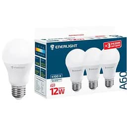 Светодиодная лампа Enerlight A60, 12W, 4100K, E27, 3 шт. (A60E2712SMDNFRX3)