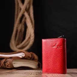 Візитниця з натуральної зернистої шкіри KARYA 20981 червона - мініатюра 6