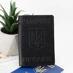 Подарунковий набір №35: обкладинка на паспорт "Герб" + обкладинка на паспорт "Карта" (чорний) - мініатюра 2