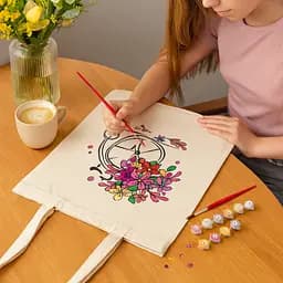 Набор экосумка-раскраска «Цветочный велосипед» хлопок 220 г/м2 38х42см ROSA Talent [CD]