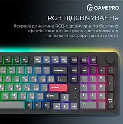 Клавиатура игровая механическая GamePro MK-305-BK Asgard Drakkar Keychron Super Red Switch Bluetooth 5.2/2.4 ГГц/USB Black - мініатюра 12