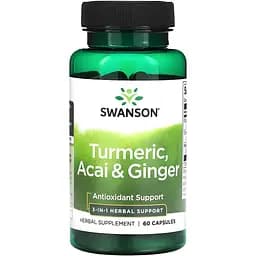 Натуральная добавка Swanson Turmeric, Acai & Ginger 3 in 1, 60 капсул