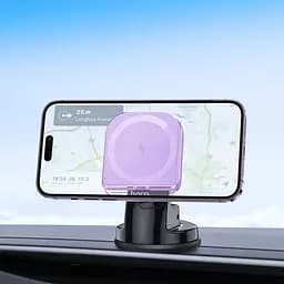 Автотримач з БЗП Hoco HW18 Crystal (center console) Romantic purple - мініатюра 3