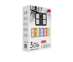 Сетевой фильтр ТВ-Т15, 4 розетки + 3 USB, 2 м, сечение 3х0,75мм, 2500W, Blue - мініатюра 2