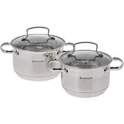 Універсальний набір каструль з кришками Bohmann BH-1902 2 каструлі з нержавіючої сталі