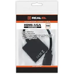 Адаптер REAL-EL HDMI - VGA (M/F), 0.15 м, черный  (EL123500020)