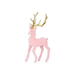 Декоративна новорічна фігура BonaDi Олень 32.5см флоковим покриттям та глянсовими рогами Рожевий із золотим