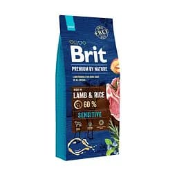Сухой корм Brit Premium Sensitive Lamb&Rice 15 кг для собак с чувствительным пищеварением.