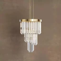 Підвісний світильник у латунному корпусі з кришталевими підвісками Ø 26 см | Line F | Арт. MJ332-260 AB+CL