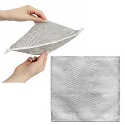 Серветка двошарова багаторазова металева з абразивною сіткою для посуду, скла та меблів 25х25 см Сірий 88108