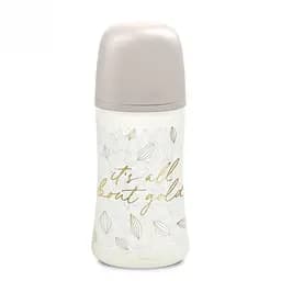 Пляшечка для годування Suavinex Gold Edition, фізіологічна соска, середній потік, 270 мл, сіра (307873)