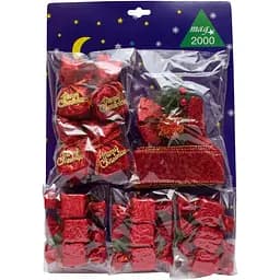 Набор елочных игрушек - новогодний 14 шт 26*38 см красный текстиль (470594)