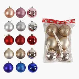 Набір ялинкових прикрас Кулі, 6 шт., 9 см (В асортименті)