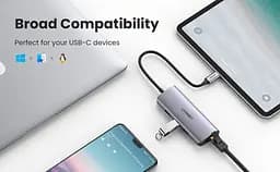 Хаб Ugreen CM252 Usb-C - 3 x Usb 3.0 RJ45 Micro Usb Multifunction Adapter сріблястий (60718) - мініатюра 2