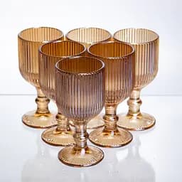 Набір чарок для міцних напоїв 6 штук по 50 мл ребристих із товстого скла коричневий HP-19-221 прозора чарка для шотів Yiwu HP-19-221