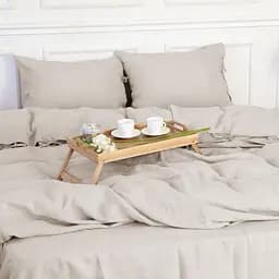 Простирадло на резинці MirSon Linen Jasmine Льон 70х130 см бежево-сіре (2200008269470) - мініатюра 4