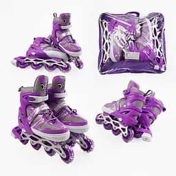 Роликовые коньки, размер 39-43, PVC колеса, стелька 25-27 см, фиолетовый, INLINE SKATE, 95614-L