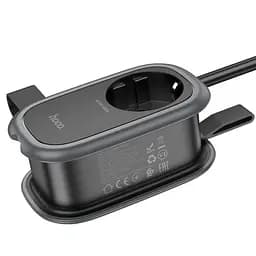 Мережевий подовжувач Hoco NS6 Sharp 1 position(1C2A) desktop socket(EU/GER) Чорний - мініатюра 2