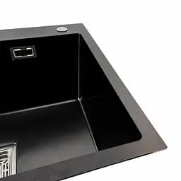 Кухонна мийка Platinum Handmade 60x50 (600x500x230 мм) PVD чорна HSB, Чорний - мініатюра 4