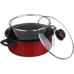 Кастрюля-фритюрница SCF 26 см 2.0 л антипригарное покрытие со стеклянной крышкой Красный