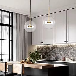 Повітряний світильник Ø20 см із латунною основою | Арт. AA 397-200 AB+CL | Line F