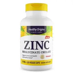 Хелат цинку бісгліцинату Healthy Origins Zinc Bisglycinate Chelate 50 mg, 120 вегакапсул