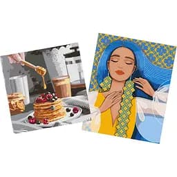 Набір для розпису по номерах Ideyka Вишукана українка 40х50 см та Солодкі панкейкі 40х40 см (СKHO8145)