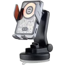 Холдер Hoco HW8 Transparent Discovery Edition wireless fast charg car holder console Темно-серый