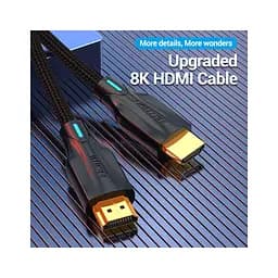 Кабель мультимедійний HDMI M to HDMI M 3.0m 8K cotton braided black Vention (AAUBI) - мініатюра 2
