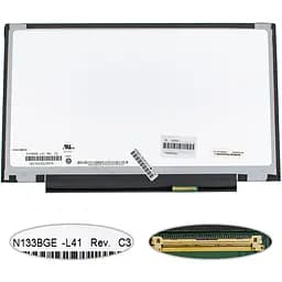 Матриця 13.3" N133BGE-L41 Rev C3 1366 х 768, 40pin, LED, SLIM без планок і вушок, глянець, роз'єм справа внизу для ноутбука