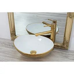 Умивальник Rea Sofia 34,5x40,9 gold/white (REA-U0456) - мініатюра 5
