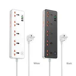 Мережевий подовжувач Hoco AC14A Rico 5-position socket(PD30W/1C3A)(EU) Білий - мініатюра 5