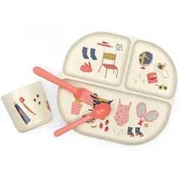 Набор посуды Ekobo Bambino Kids Dinner Set Royal, 4 предмета, бежевый с кораловым (88410)