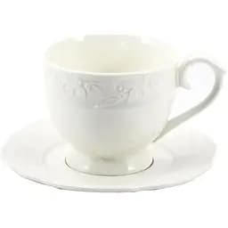 Чашка з блюдцем Interos Ніка порцелянова 90 мл біла (С0110)