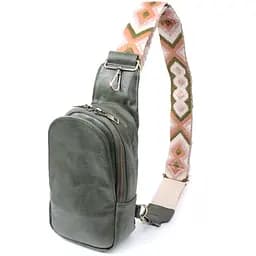 Красива сумка через плече в модному кольорі з екошкіри Vintage 22791 зелена - мініатюра 1