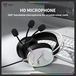 Навушники Onikuma ігрова гарнітура X-91 Max з мікрофоном та RGB підсвіткою геймерські провідні для ПК ноутбуків PS4 PS5 Білий - мініатюра 3