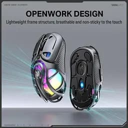 Комп'ютерна мишка Onikuma бездротова ігрова DM-02 Pro з 3 режими підключення Bluetooth / 2.4G / Type-C акумуляторна RGB підсвітка для ПК - мініатюра 3