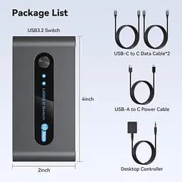 PVBCTCSID 10 Гбіт/с USB C-комутатор для двох ПК, спільне використання пристроїв USB C та A для миші, клавіатури, принтера - мініатюра 2
