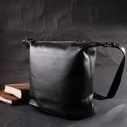 Сумка жіноча сумка з однією довгою ручкою з натуральної шкіри Vintage 22305 чорна - мініатюра 7
