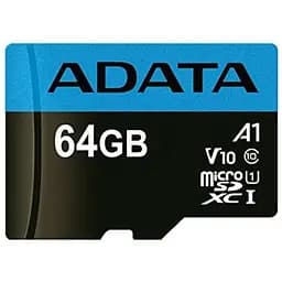 Карта пам'яті ADATA 64GB microSD class 10 UHS-I A1 Premier (AUSDX64GUICL10A1-RA1) - мініатюра 2
