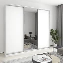 Шкаф-купе трехдверный MebelStar Уни AL 2ДСП/Зеркало 260x60x240 см Аляска белый (MBS-1936)