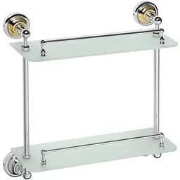 Полка Bemeta Retro двойная стеклянная золото/хром 144202128, Белый