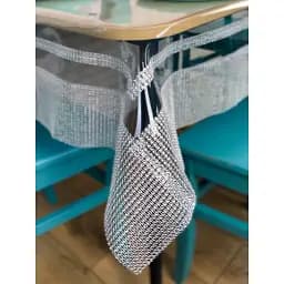 Скатерть силиконовая с серебряной стразовой лентой двойной 380х120 см