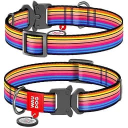 Нашийник для собак нейлоновий Waudog Nylon з QR паспортом малюнок Лінія 1 металічна пряжка-фастекс, Ш 25 мм, Д 37-58 см
