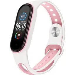 Ремінець BeCover Sport Style для Xiaomi Mi Smart Band 5 / Mi Smart Band 6 / Mi Smart Band 7 White-Pink (705174)