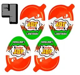 Комплект Шоколадних яєць Kinder Joy Майнкрафт Minecraft 4 шт. по 20 г