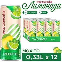 Упаковка напою Моршинська Лимонада Мохіто середньогазований 3.96 л (0.33 л x 12 шт.) - мініатюра 6