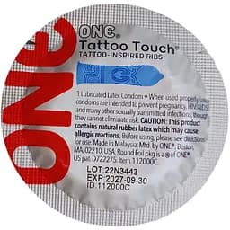 Презервативи One Tattoo Touch з текстурним малюнком 3 шт. (ROZ6400230327) - мініатюра 4